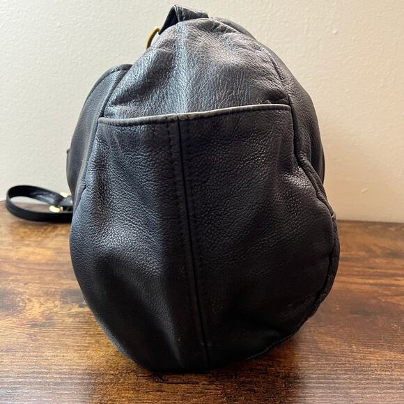 Victoria Leather Co Shoulder Bag Large Black Pebbled Leather Droplet Crossbody - Picture 4 of 15